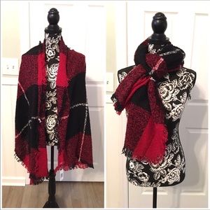 Red/Black Plaid soft and cozy scarf & wrap